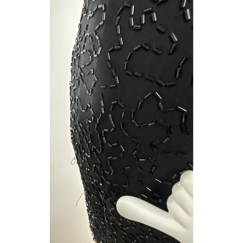 *Flawed A.J. Bari Black Silk Beaded Cocktail Dress Short Sleeve Sequins Size 10 - Picture 13 of 16